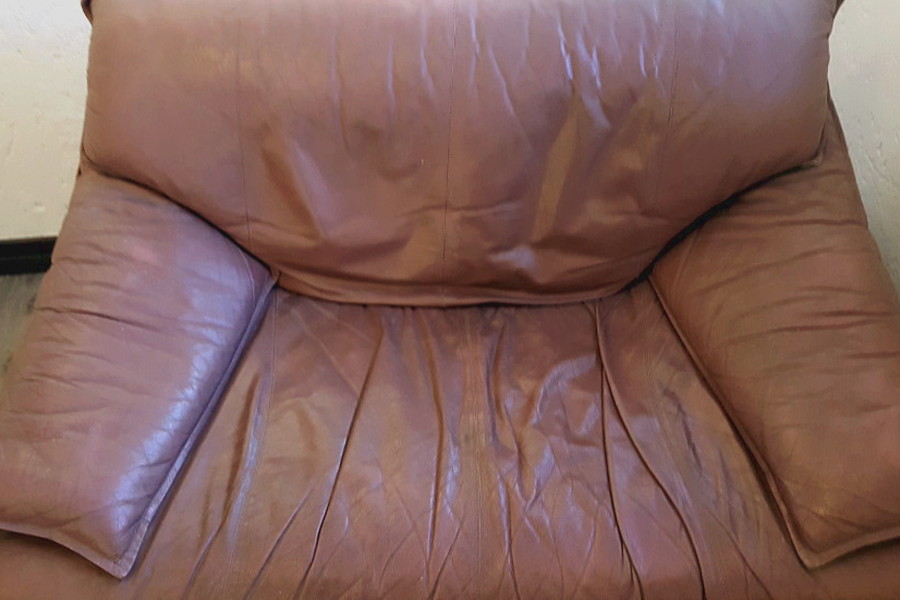 dirty leather couch